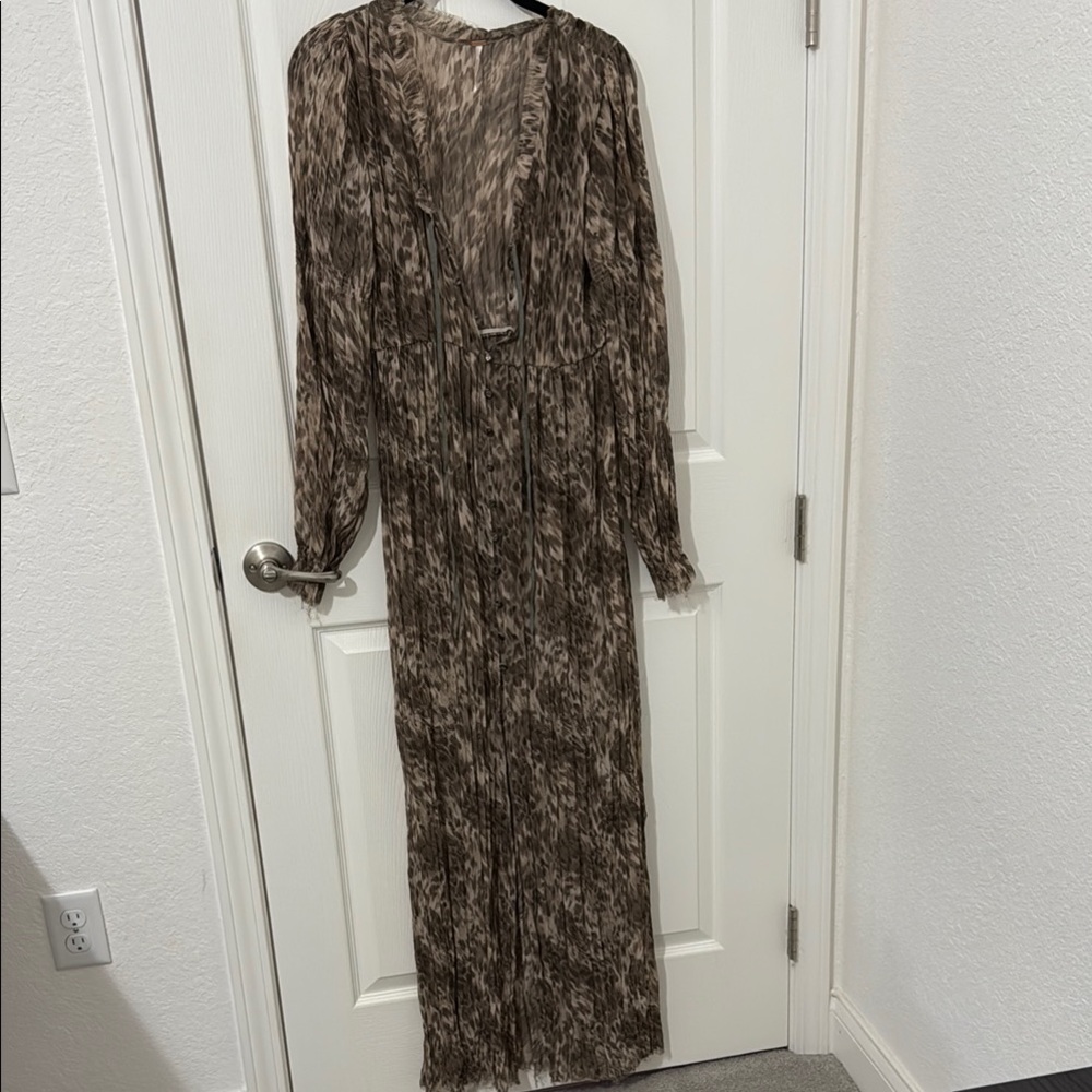 Free People Long Sleeve Patterned Sheer Jacket Dress